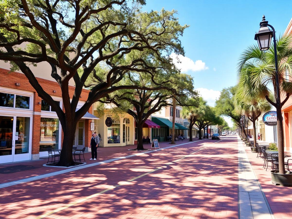 Homes and streetscape in Celebration, Florida
