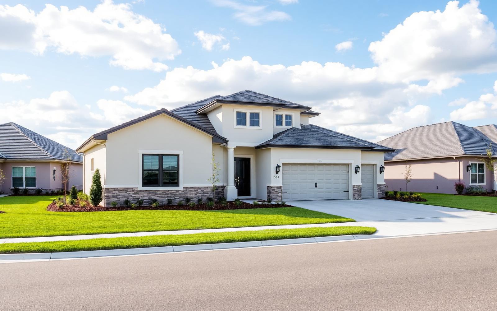 Newly built Central Florida home with fresh landscaping